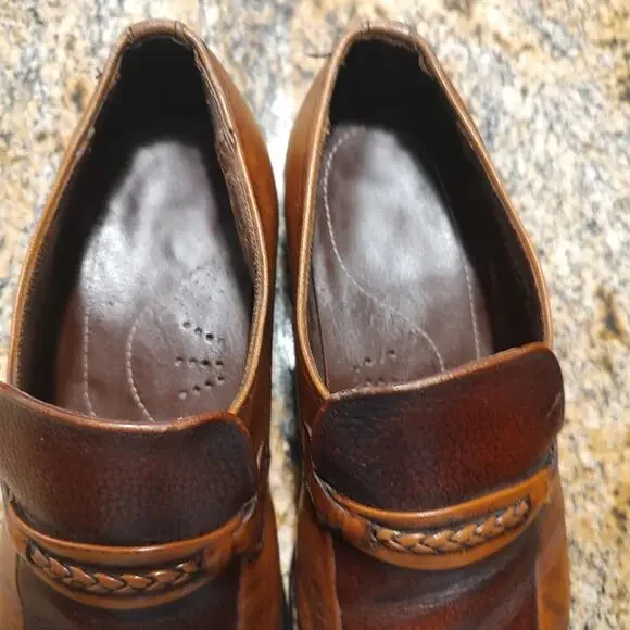 Vintage Nunn Bush Brown Leather Loafers Size 8 1/2 EEE ID 944100